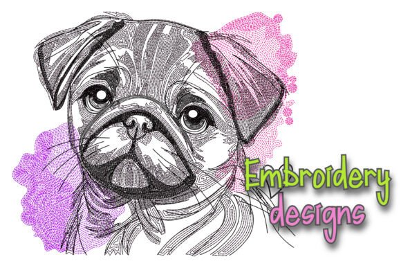Review: Sketch Pug Dog Embroidery Designs for Gifts