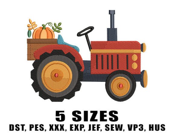 Review: Tractor Pumpkin Embroidery Design for Fall Gifts